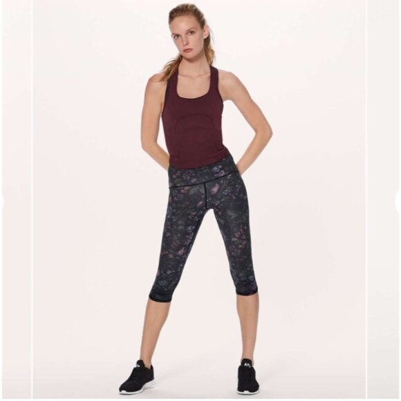 Lululemon 🍋 Train Times Cropped Leggings Frozen Flourish Floral Luxtreme Mesh - Picture 3 of 11